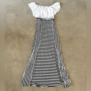 Navy Blue & White Sailor Maxi Dress